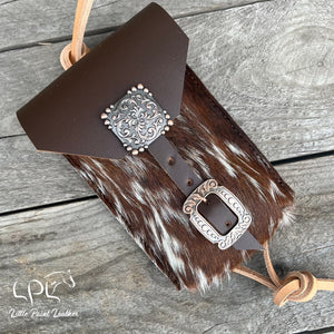 Cowhide Saddle Pouch- Square Concho