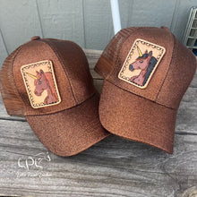 Load image into Gallery viewer, Brown Glitter Unicorn Ponytail Hat
