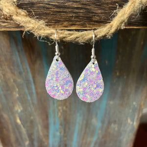 Glitter Leather Earrings (Multiple Colors)