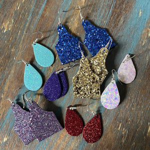 Glitter Leather Earrings (Multiple Colors)