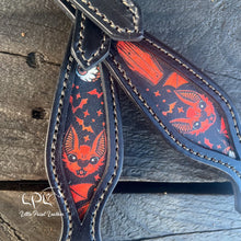 Load image into Gallery viewer, Black Red Bat One Ear Headstall
