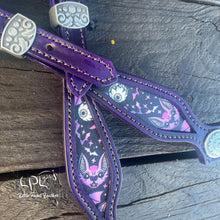 Load image into Gallery viewer, Dark Purple Bat One Ear Headstall
