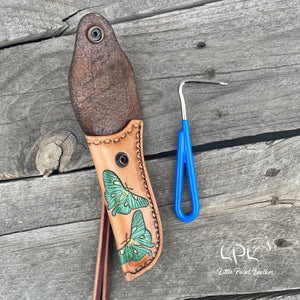 Moth Tooled Hoof Pick Holder