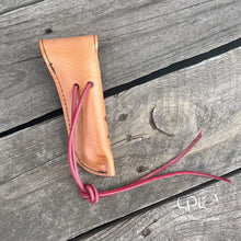 Load image into Gallery viewer, Pink Flower Tooled Hoof Pick Holder

