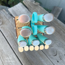 Load image into Gallery viewer, Sunflower Tooled and Cowhide Turquoise Knife Block Set

