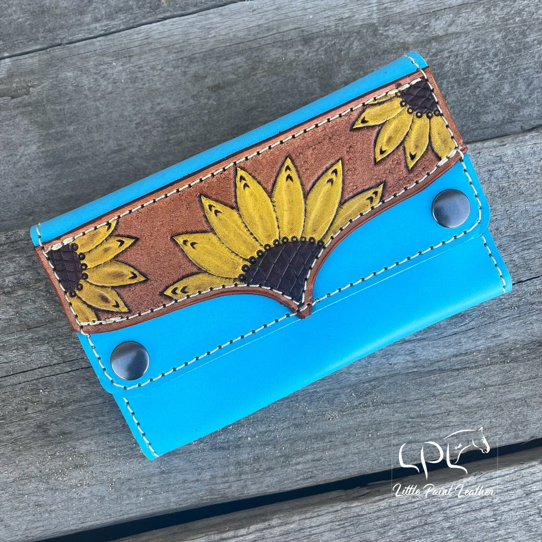 Blue Sunflower Trifold Wallet
