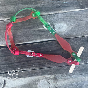 Green & Red Glitter Double Ear Headstall