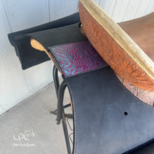 Load image into Gallery viewer, Distressed Black and Rio Hide Saddle Bags
