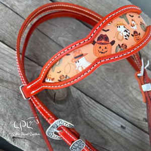 Orange Western Halloween Browband Headstall