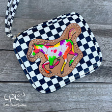 Load image into Gallery viewer, Neon Paint Horse Checkered Travel Case

