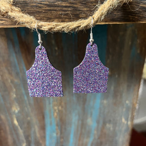 Glitter Leather Earrings (Multiple Colors)