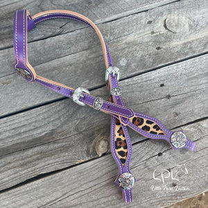 Purple Leopard Print Headstall