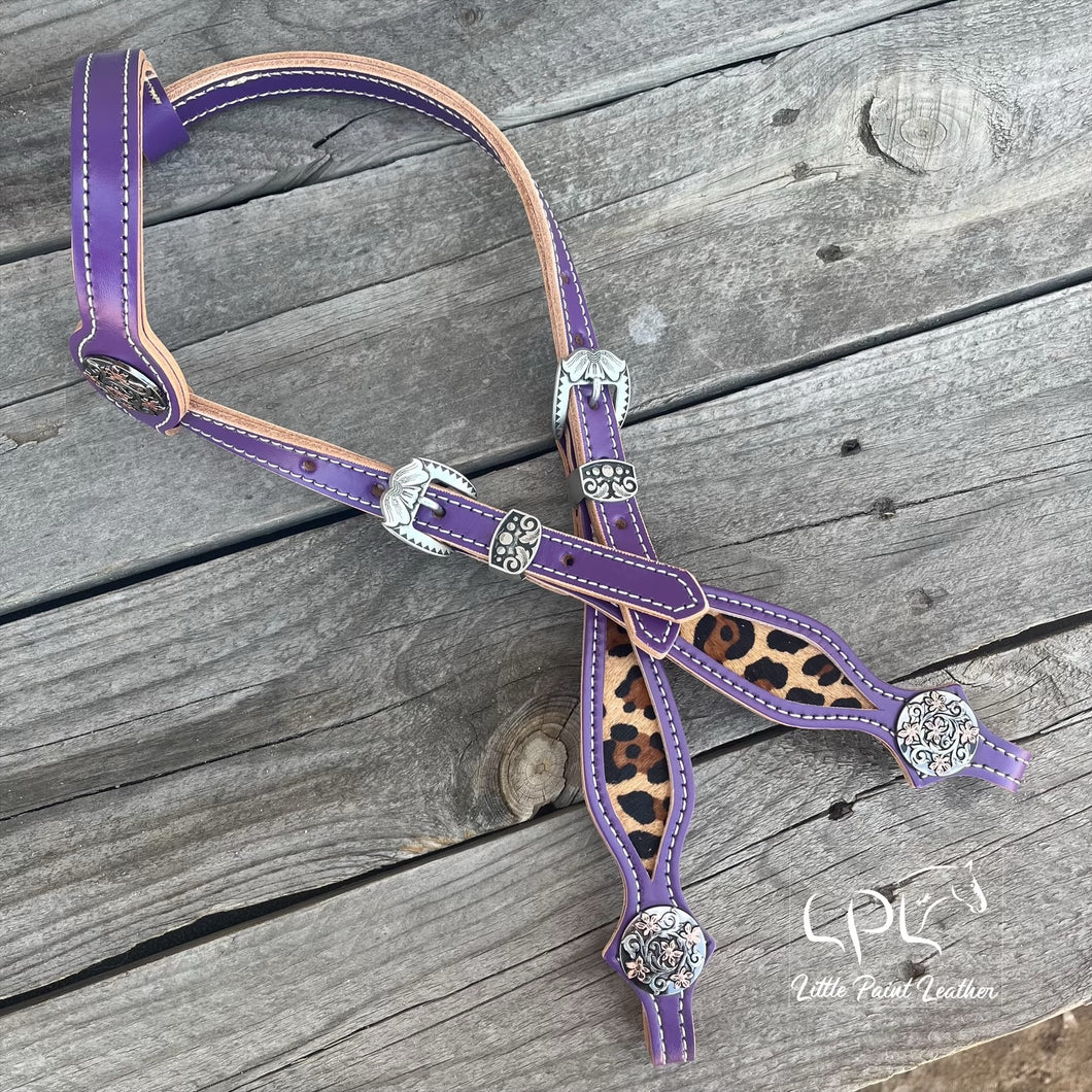 Purple Leopard Print Headstall