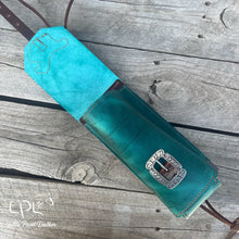 Load image into Gallery viewer, Distressed Teal Bottle Holder with Running Horse

