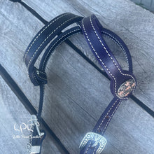 Load image into Gallery viewer, Brown &amp; Purple Double Ear Headstall
