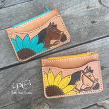 Load image into Gallery viewer, Flower Horse Tooled Coin Pouch Wallet
