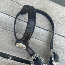 Load image into Gallery viewer, Black Leather Western Halloween One Ear Headstall
