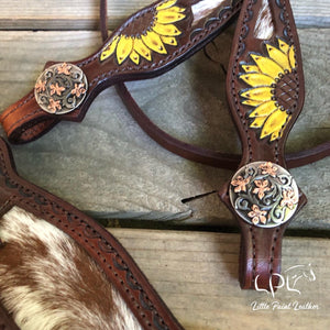 Cowhide and Sunflower Tack Set