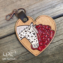 Load image into Gallery viewer, Rose Heart Horse Keychain
