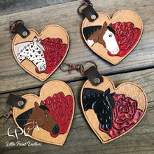 Load image into Gallery viewer, Rose Heart Horse Keychain
