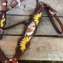 Load image into Gallery viewer, Cowhide and Sunflower Tack Set

