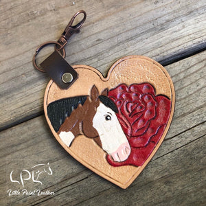 Rose Heart Horse Keychain