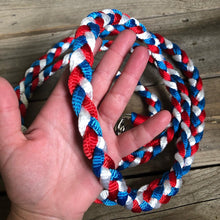Load image into Gallery viewer, 8&#39; Red/White/Blue Braided Muletape Leadrope
