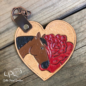 Rose Heart Horse Keychain