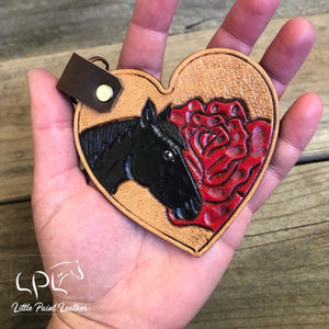 Rose Heart Horse Keychain