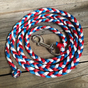 8' Red/White/Blue Braided Muletape Leadrope