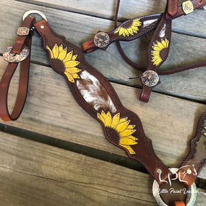 Cowhide and Sunflower Tack Set
