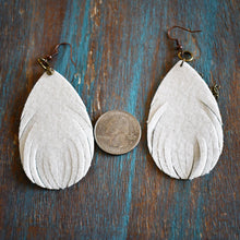 Load image into Gallery viewer, Faux Leather Turquoise Feather Earrings
