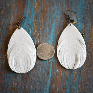 Faux Leather Turquoise Feather Earrings