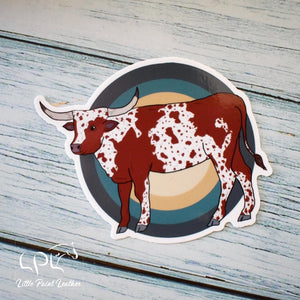 Retro Longhorn Cow Sticker