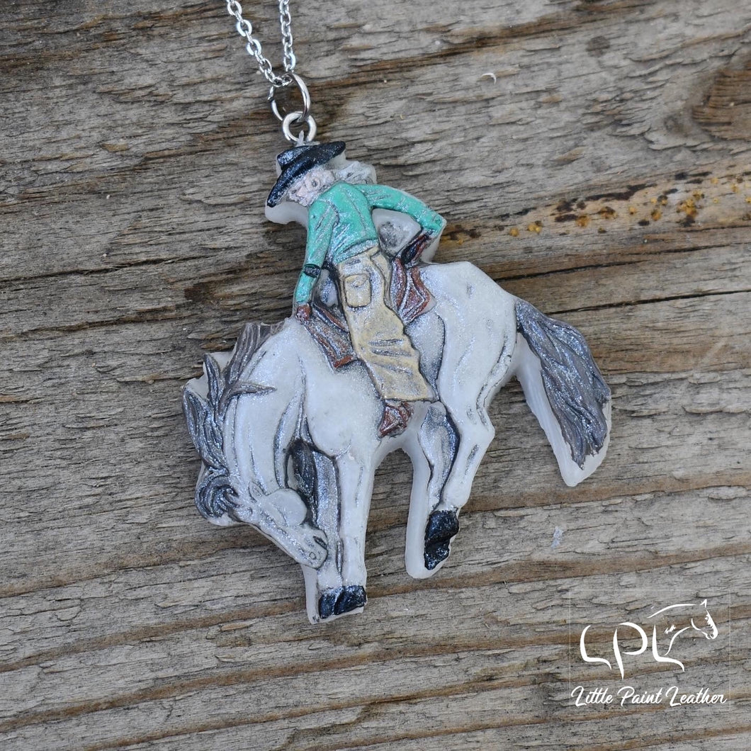 Grey Bronc Horse Necklace