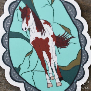 Turquoise Stone Paint Horse Sticker
