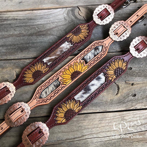 Sunflower & Cowhide Wither Strap