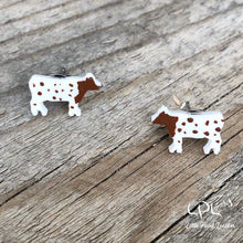 Load image into Gallery viewer, Speckled Brown Cow Earrings
