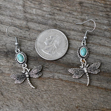 Load image into Gallery viewer, Turquoise Dragonfly Earrings
