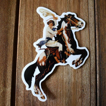 Load image into Gallery viewer, Pinup Cowgirl Rearing Horse Sticker
