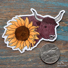 Load image into Gallery viewer, Highland Cow Sunflower Sticker
