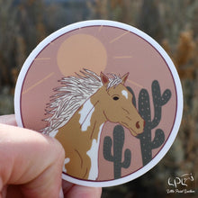 Load image into Gallery viewer, Cactus Sunrise Palomino Paint Horse Sticker
