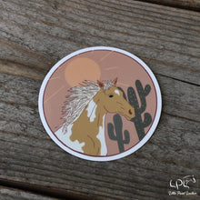 Load image into Gallery viewer, Cactus Sunrise Palomino Paint Horse Sticker
