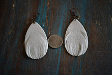 Load image into Gallery viewer, Faux Leather Turquoise Feather Earrings
