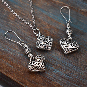 Filigree Heart Necklace Set