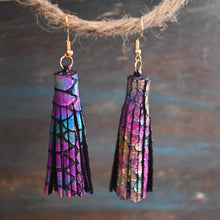 Load image into Gallery viewer, Multi Colored Leather Fringe Earrings
