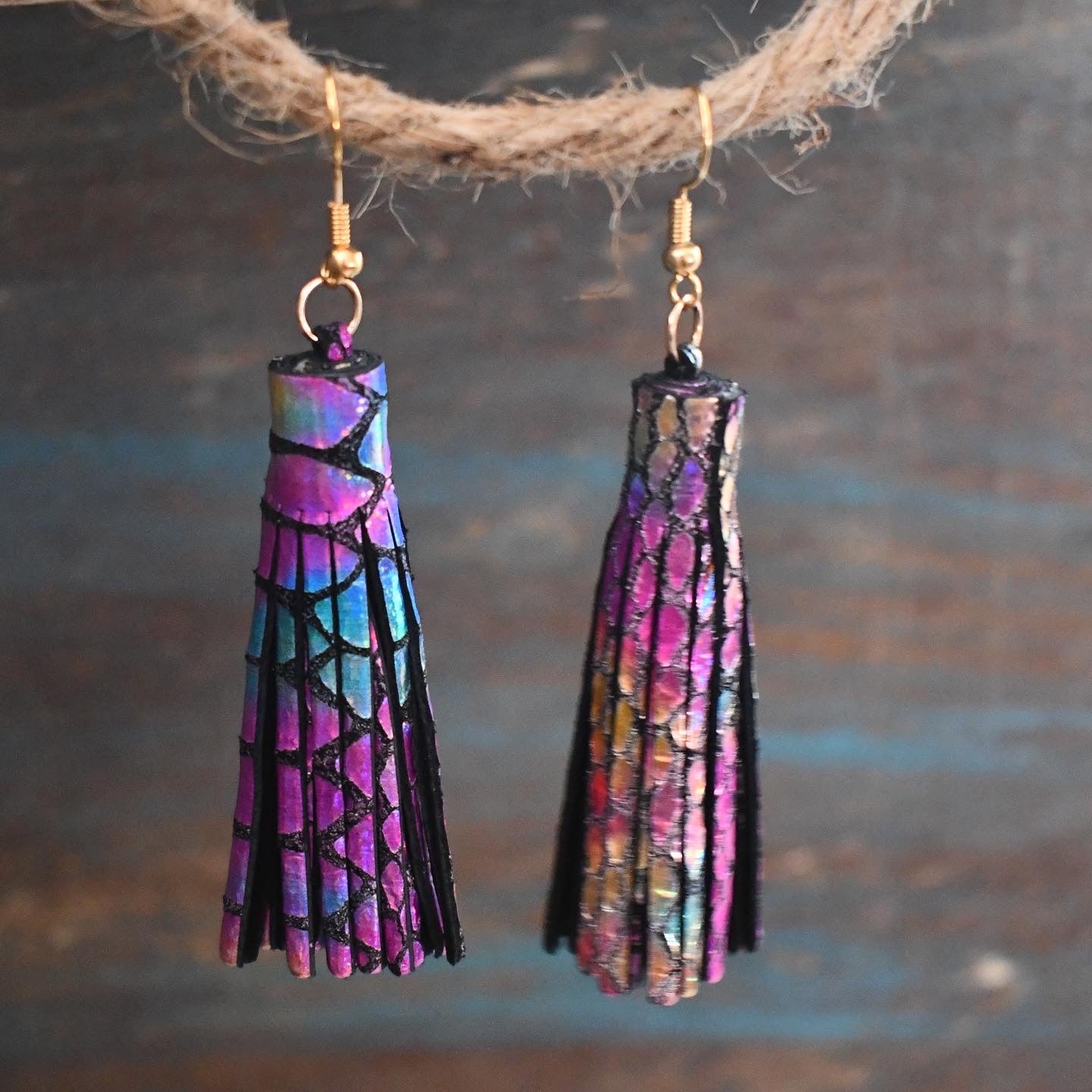 Leather on sale fringe earrings