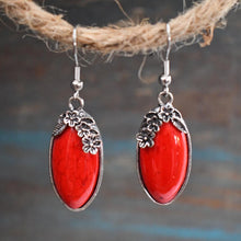 Load image into Gallery viewer, Red Floral Earrings
