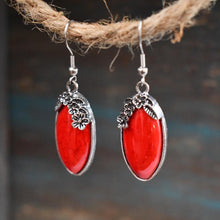 Load image into Gallery viewer, Red Floral Earrings
