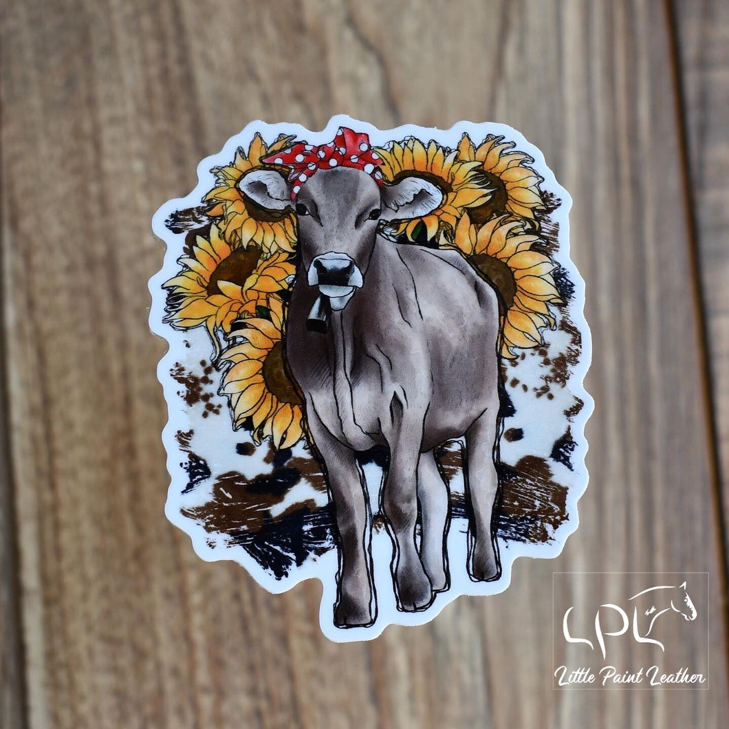 Sunflower Cow Sticker